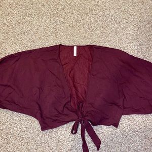 Maroon tie up blouse